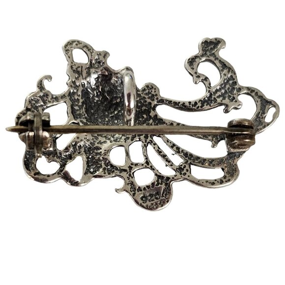 Sterling Silver Art Nouveau Mucha Style Lady Brooch Pin Pendant L161 - Picture 4 of 8